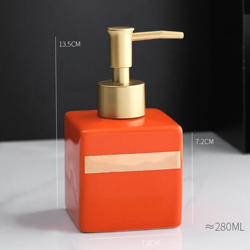 

1pc Ceramic Shampoo Bottle Liquid Manual Pressing Bottle Plastic Pump Head Bathroom Accessories Packaging Empty Sample Bottles помаранчевий