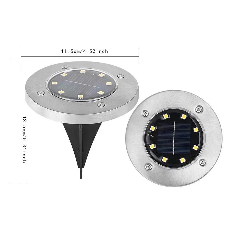 1/4Pack Solar Lights Outdoor 8 LEDs Disk Underground Lamp Spotlight Buried Solar Light for Home Garden Lawn Yard Decoration