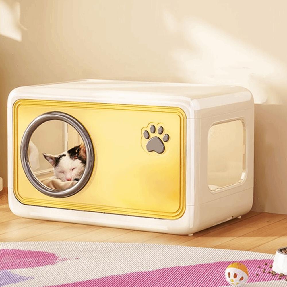 Belüfteter Katzenschutz Kunststoff Katzenschlafhaus Katzenbett Halbgeschlossenes Katzenbett für Kleine Katze Hund