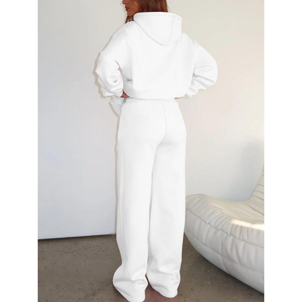 Set Trendy con Stampa di Lettere, Felpa con Cappuccio e Pantaloni Larghi da Ginnastica, Set Due Pezzi Pigro Casual, Set Stile Street