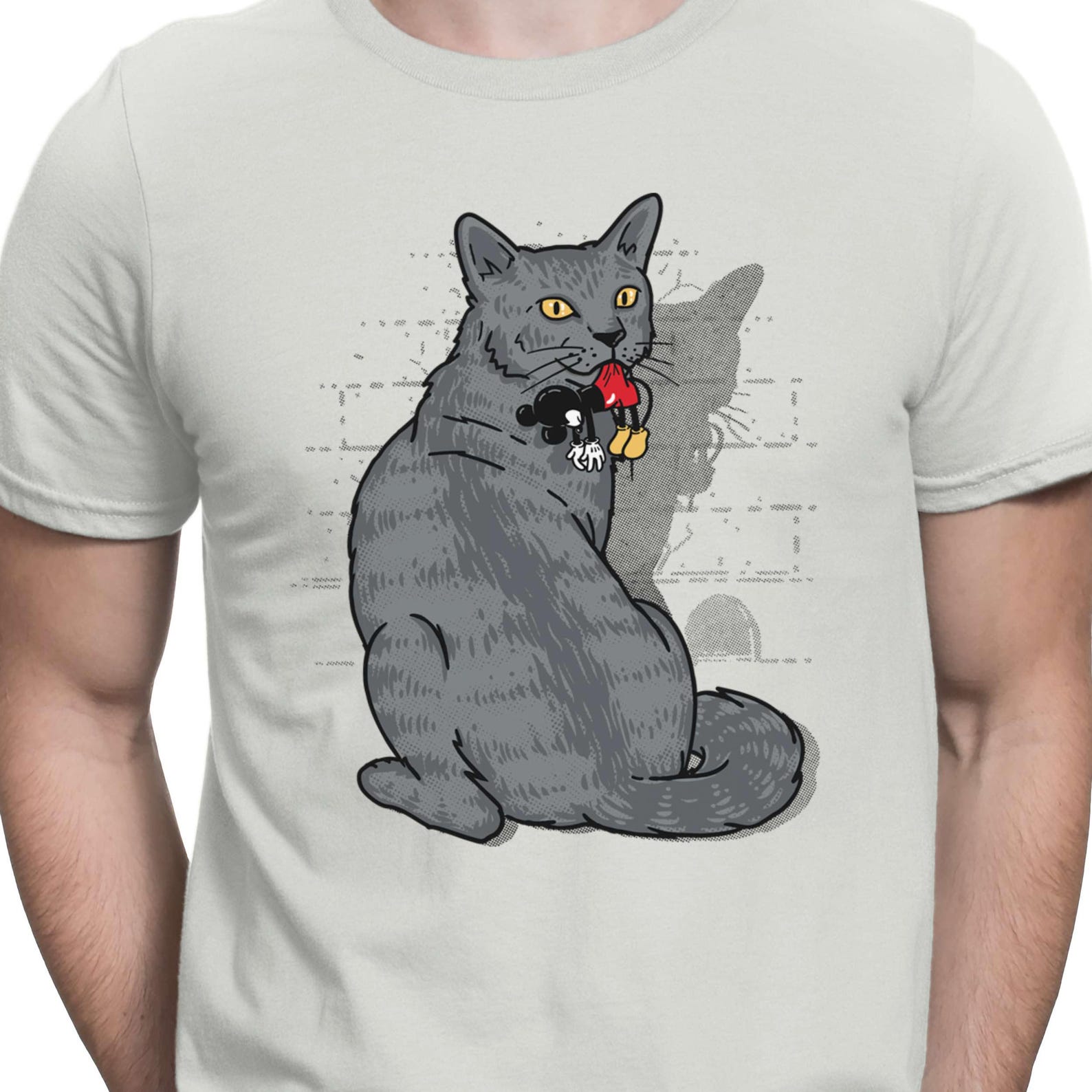 Funny Cat T shirt Mickey Mouse T-shirt Disney Cat Owner Shirt L