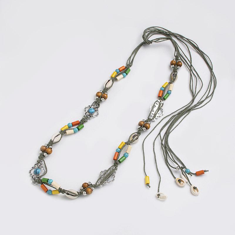Bohemian Belt, Ethnic Style Belt, Colorful Wood Beads and Shells, Spring and Summer Belt, Vacation and Travel Style Women's Waist Rope