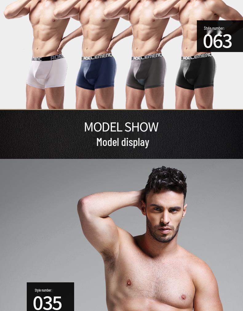 Boxeri bărbați din plasă de mătase de gheață cu suport pentru scrot și separare în formă de U