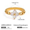 Women's Geometric Zircon Finger Chain Ring 18K Gold Plated Stainless Steel Jewelry Gift