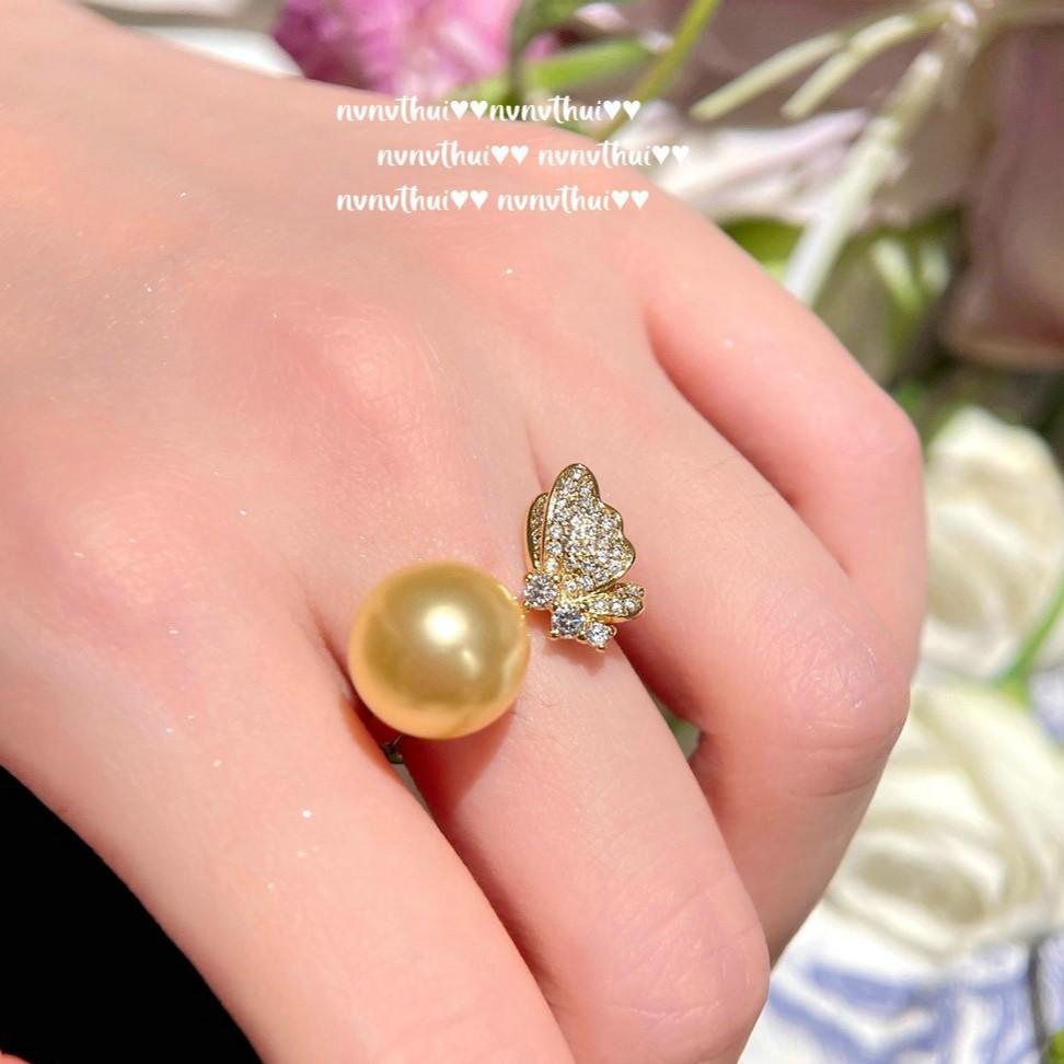 Jewelry, Riyao Gilt Thick Gold Pearl Butterfly Gemstone Necklace, Banquet Haute Couture Flower Butterfly Bead Earrings Set