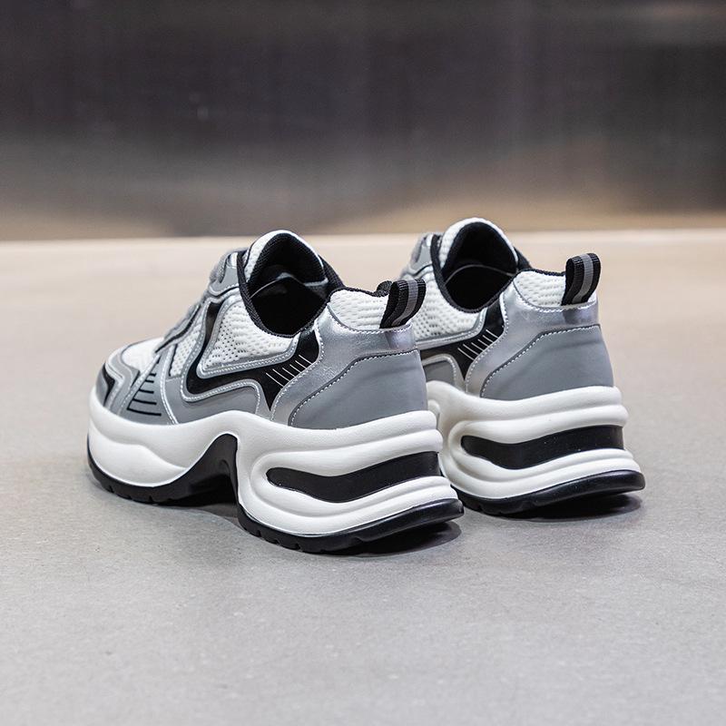 Fashion 35-43 Sneakers 5cm Air Mesh Leather Summer Hollow Women Sandals Platform Wedge Chunky Sneakers Fashion Comfy Vulcanize Shoes