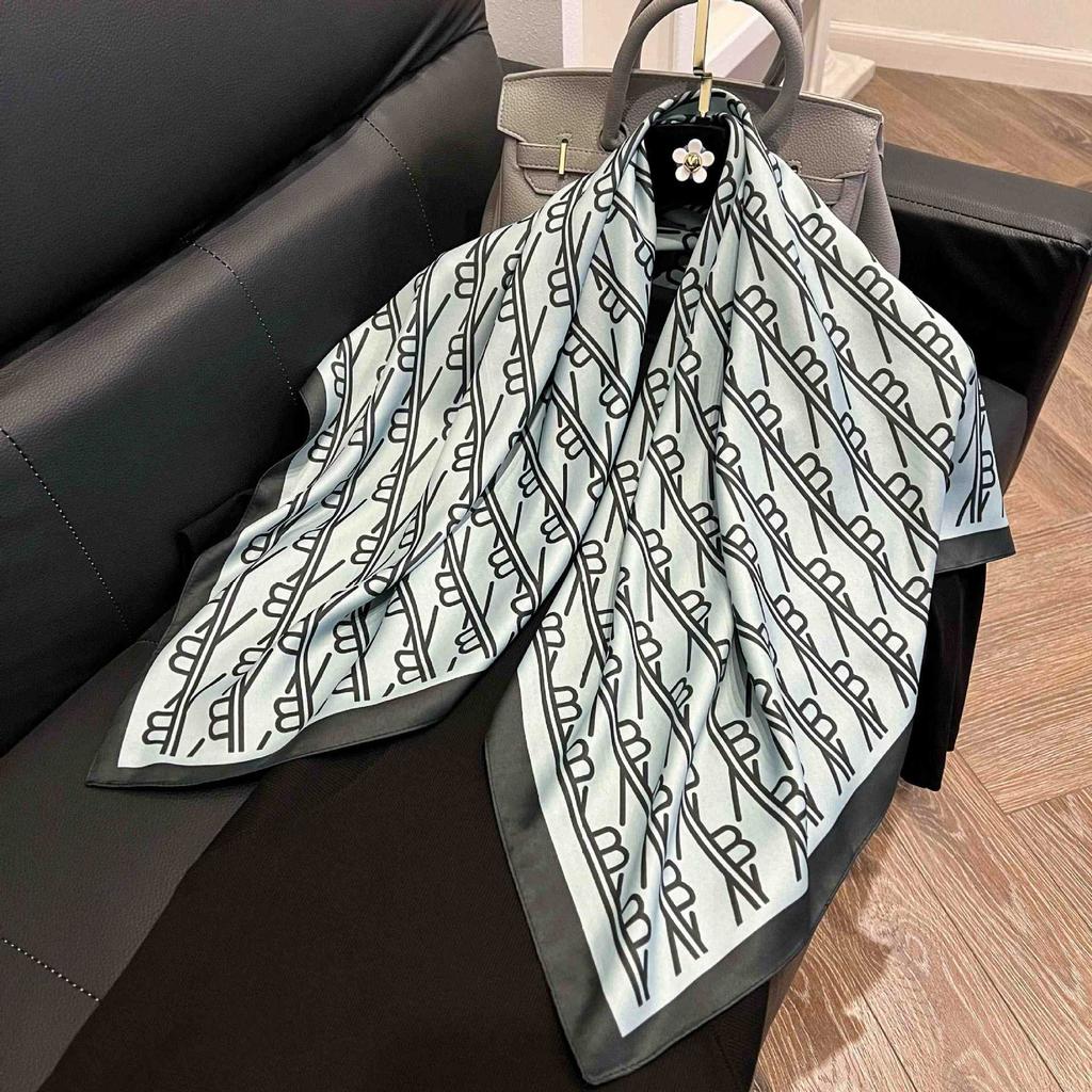 Square scarf 91CM large square scarf imitation silk satin scarf temperament women's shawl scarf headscarf windproof silk scarf thin