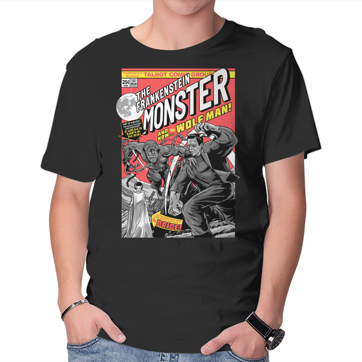 Unisex Crew Neck T-Shirt Monster V Wolf Graphic Short Sleeve Casual Tee XS
