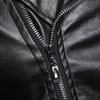 Men Long Sleeved Leather Jacket Pure Color Fashion Men's Diagonal Zipper Sports Casual Jacket