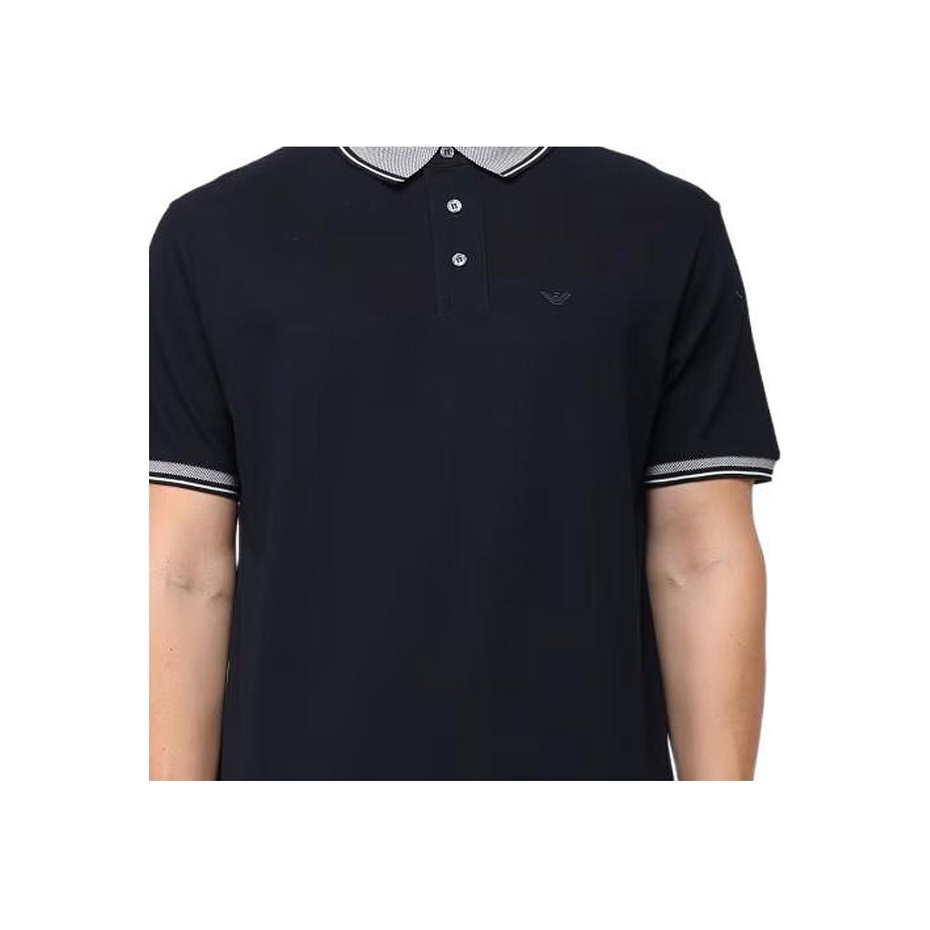 Emporio Armani Color Block Striped Pullover Straight Fit Polo Shirt Men tops Navy-Blue 3D1FM5-1JTKZ-09S7