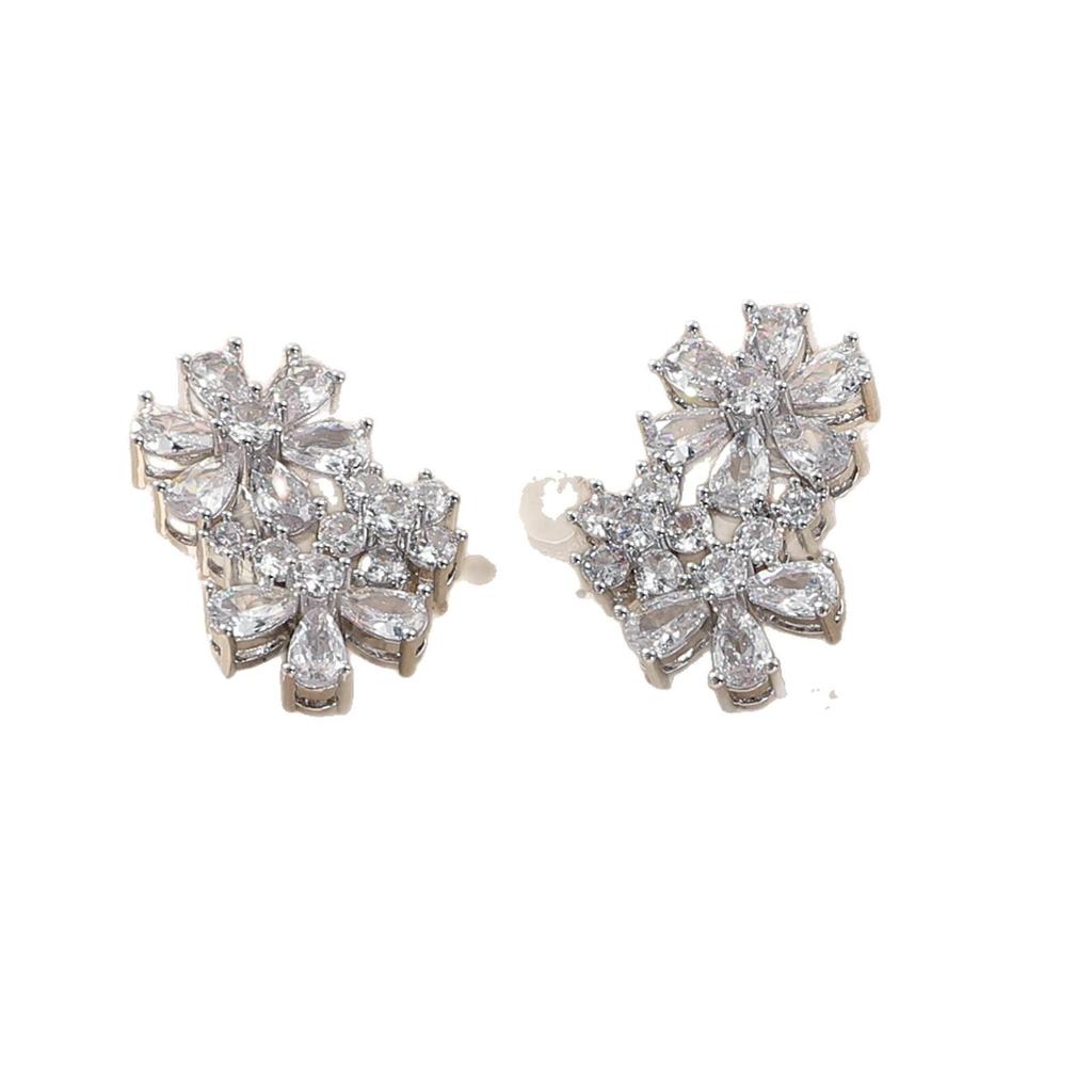 European and American Elegant Flower Zircon Wedding Earrings