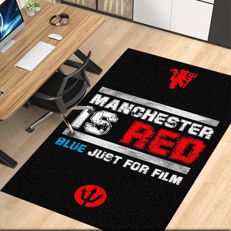 Manchester United Printed Carpet, for Office Chair Living Room Bedroom Kitchen Room Decor Gifts.