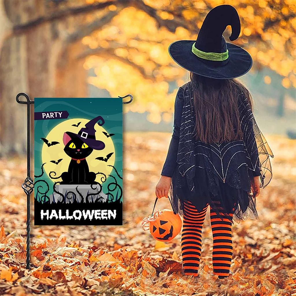 Halloween Welcome Garden Flag Double Sided For Indoor Yard Flag 17.7inx11.8in
