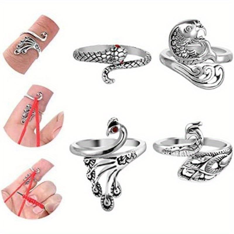4pcs/set Knitting Help Tools Adjustable Crochet Thread Loop Knitting Ring Finger Wear Thimble Spring Guide Needle Sewing Accessory