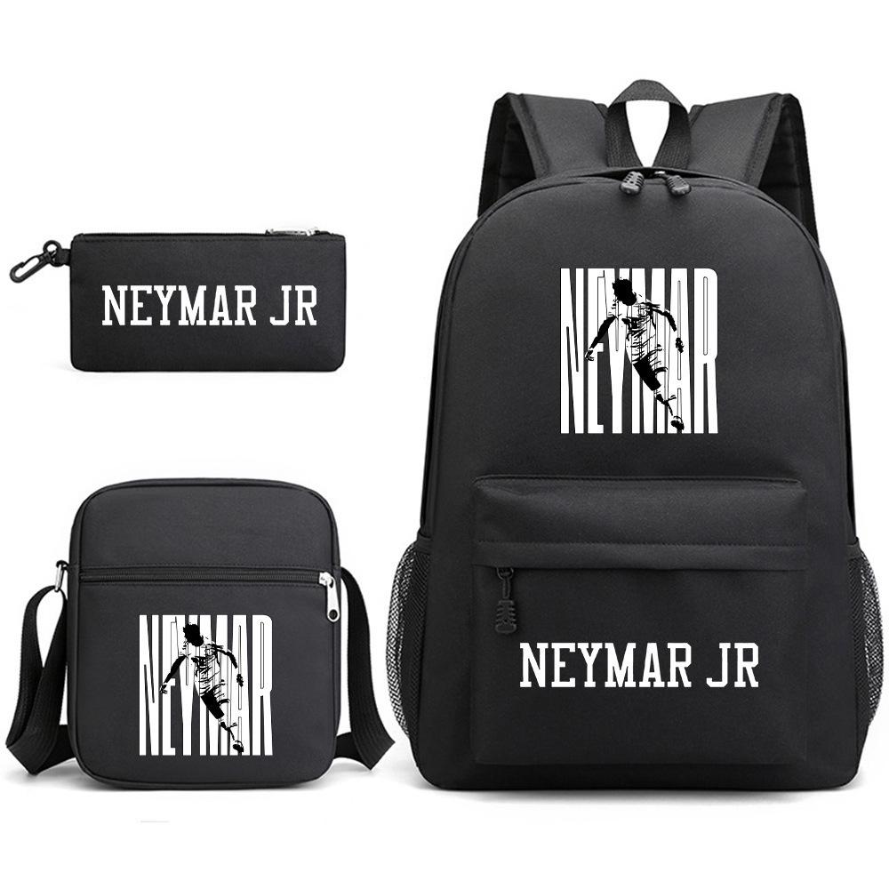 Neymar Schoolbag Star Neymar With Surrounding Printed Backpack For Boys And Girls Campus Three-Piece Schoolbag three-piece set