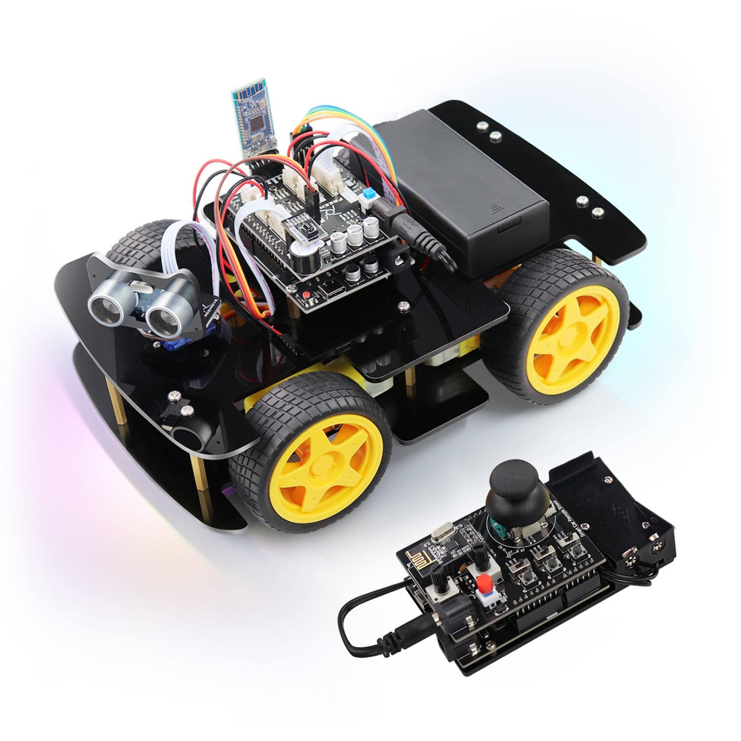 

Freenove Набор для автомобиля 4WD Пульт дистанционного управления Arduino IDE Следование по линии Обход препятствий Беспроводное управление Ультразвуковой датчик и сервоприводы (с Управлением) - Совместимый, Отслеживание, Избегание, Приложение,