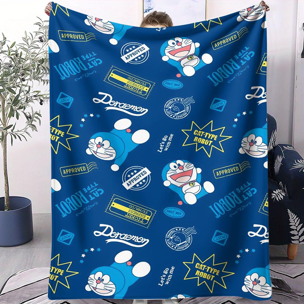Doraemon MultiExpression Blanket Cozy Warm Flannel Blanket for Boys Girls for Living Room Camping Office Picnic Decor