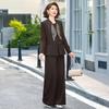 Spring Collection: Elegant Casual Lace-up Top & Elastic Waist Pants Set for Middle-aged and Elderly Women.