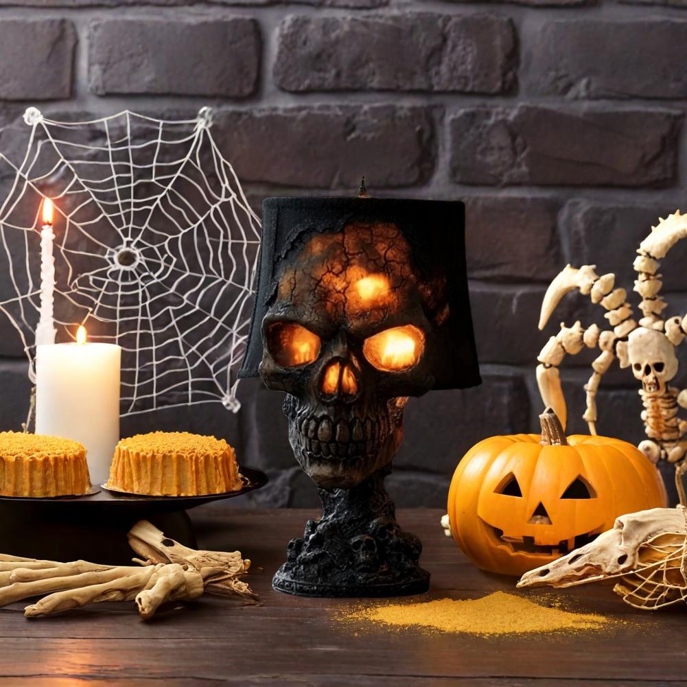Desk Lamp Halloween Skull Lamp Skull Desk Lamp with Spooky Led Light for Halloween Party Mantel Decoration Unique Room Accent