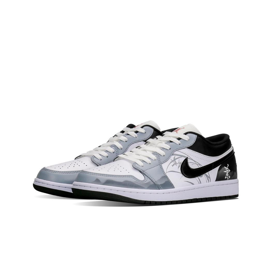 Jordan Air Jordan 1 Low top Vintage Basketball Shoes Unisex Black White Gray DC0774-101(Team577-S-BOX)