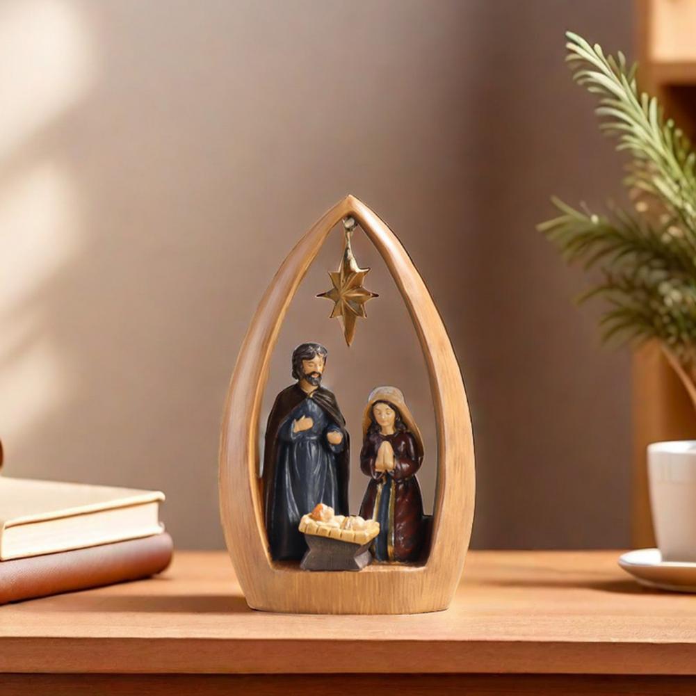 Nativity Resin Figurine Resin Holy Family Nativity Figurine Set Joseph Mary Jesus Sculpture for Home Office Decor Advent Statue