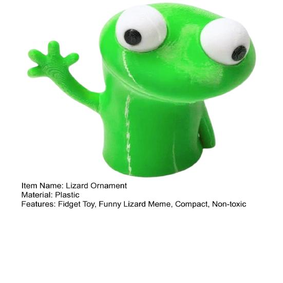 3D Printed Lizard Ornament Funny Lizard Meme Figurine Desktop Green Lizard Fidget Toy for Home Office Decor Festival Gift