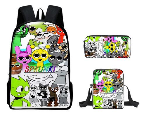 Rhythm Box Sprunki Student School Bag Backpack Backpack Three-Piece Set