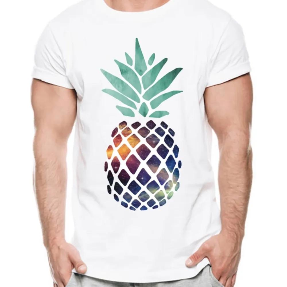 Men's New Colorful Watercolor Space Pineapple Printed T-shirt Summer Cool Design Tops Soft Short Sleeve Tee