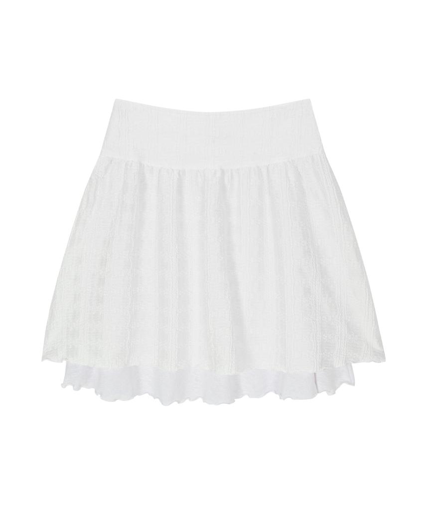 Aejeuon Lacy Check Skirt / White