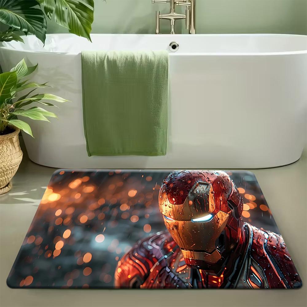 Marvel 1pc Cartoon Print Doormat,  Triple Pose City Web Dynamic Scene, Easy to Clean, Suitable for Home Entrances, Bathrooms,