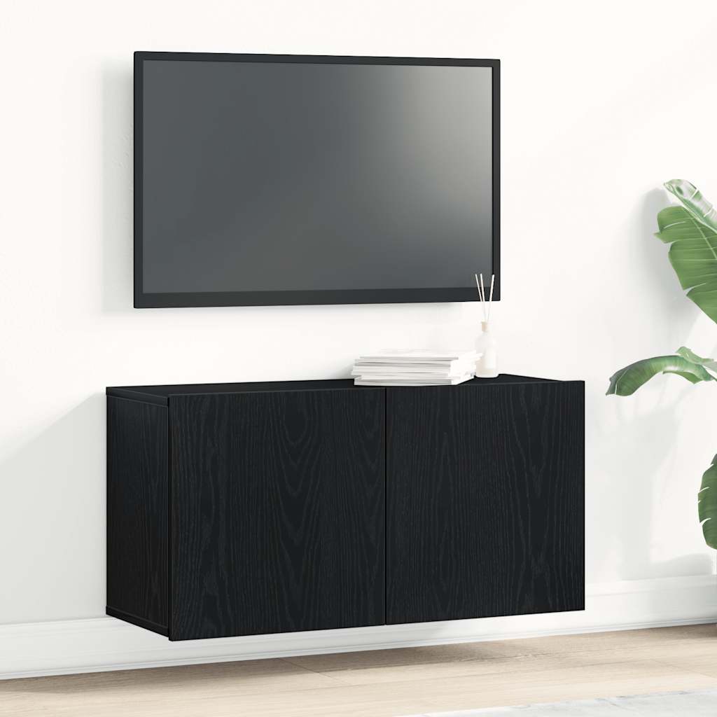 TV Cabinet Black Oak 80 x 30 x 41 cm Engineered Wood