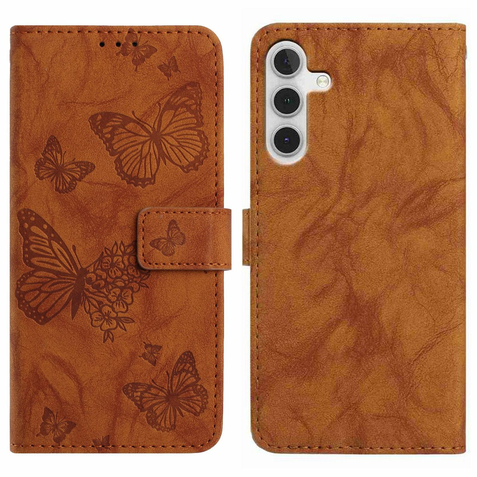 

For Samsung Galaxy A16 5G/4G Leather Case Butterfly Flower Imprinted Wallet Stand Flip Phone Cover with Wrist Strap