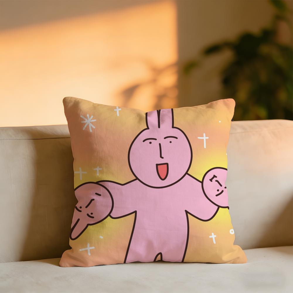 Pink Bunny Cue Cushion Cover Cozy Velvet Throw PillowSoft Warm Cushion For Sofa Bed