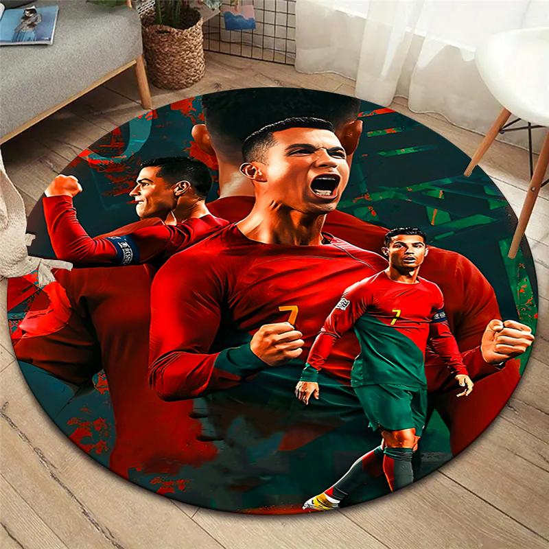 CR7 Round Area Rug,Carpet Rug for Living Room Bedroom Sofa Playroom Decor,Non-slip Floor Mat