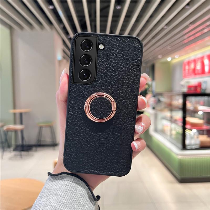 Luxusní kožené pouzdro s držákem na prsten pro Samsung Galaxy S23 S22 S21 S20 A23 A33 A53 A12 A51 Redmi Note 11 iPhone 14 13 12 11 Pro Max měkký kryt