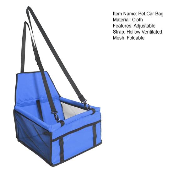 Dog Car Seat Bag Folding Pet Carriers Bag Waterproof Hollow Ventilated Mesh Adjustable Strap Stable Dog Cat Carrying Basket Travel Pet Car Bag