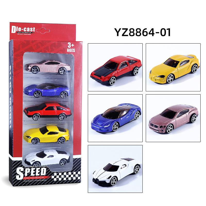 Baleno po 5 ks 1/64 Simulační slitina Retro sada sportovních modelů aut, Dětské autíčko s posuvným modelem auta, Dárek k narozeninám pro děti