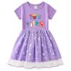 Korean Style Children's Princess Dress - Short/Long Sleeve with Stars, Rainbow Sequins, and Mesh Pleats for Spring, Summer, and Autumn