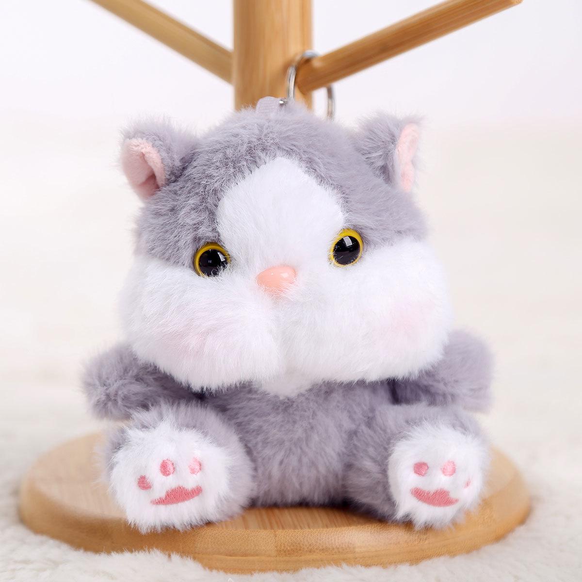 

12cm Cute Chubby Kitten Plush Toy Pendant Keychain Cartoon Anime Kitten Plush Stuffed Doll Backpack Decor Couple Gift Keyring сірий