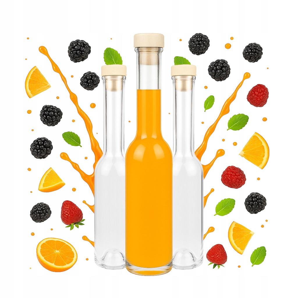 Butelka Szklana Fenice 200Ml + Korek Na Nalewki Oliwe Sok Wino Syrop