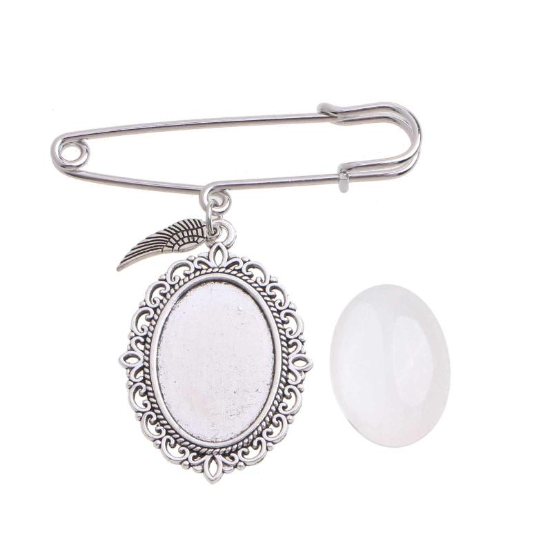 

Wedding Bouquet Photo Charm Diy Pin Making Lace Frame Wedding Charm Oval Glass Cabochon Photo Frame Pins with Pendant 1