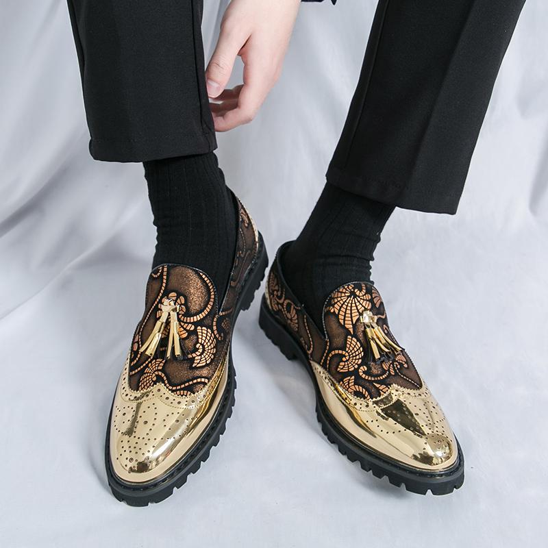Fashion Brand Business Tassel Loafers Shoes Slip On Casual Thick Bottom Artificial Leather Party Shoes High Quality Mans Fashion Shoes