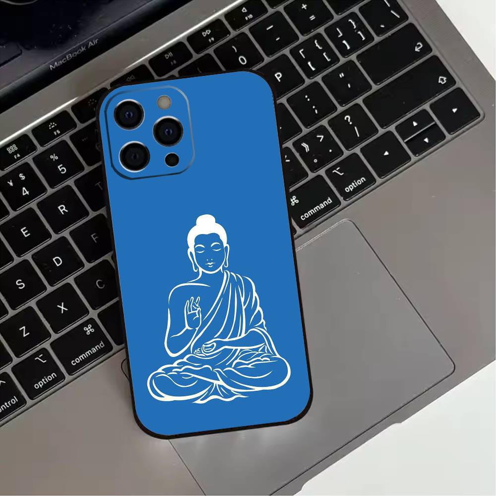 B-Buddha Art Pattern  Phone Case For iPhone 17,16,15,14,13,12,11 Plus,Pro Max,XS,Soft Silicone Black Cover
