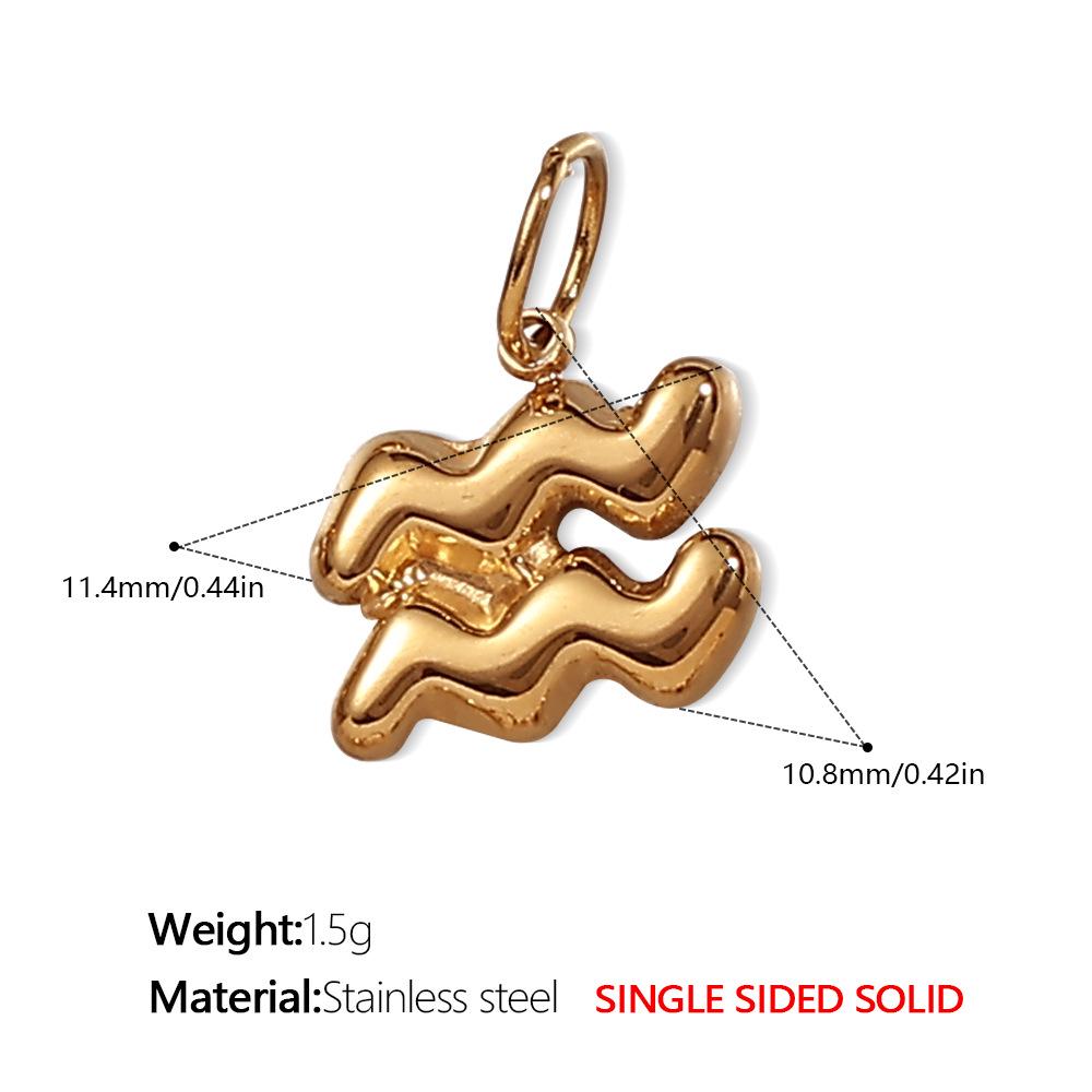 18K Gold Plated Stainless Steel Zodiac Pendant Necklace - European & American Fashion