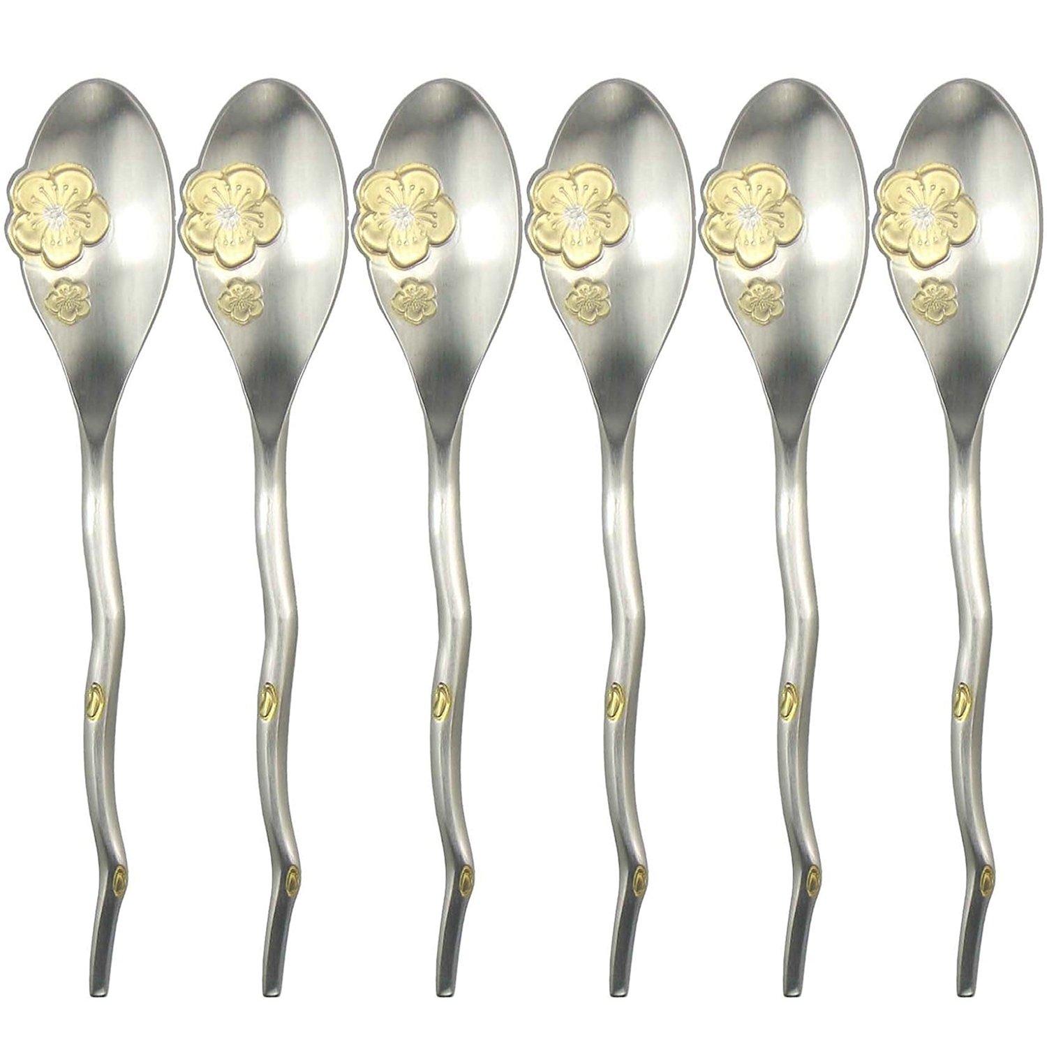 

Nagao Kobai Coffee Spoon Partial Gold Set of 6 Made in Japan