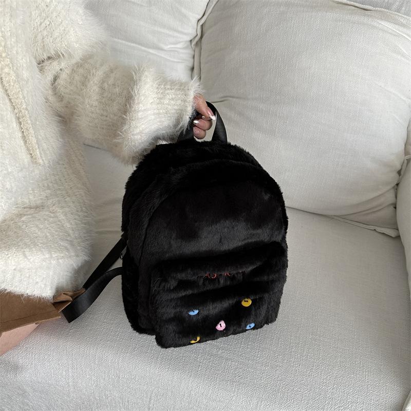 Schoolbag1011 New Niche Design White Plush Backpack Women Cute Backpack Mini Daily Travel Fashion Bag