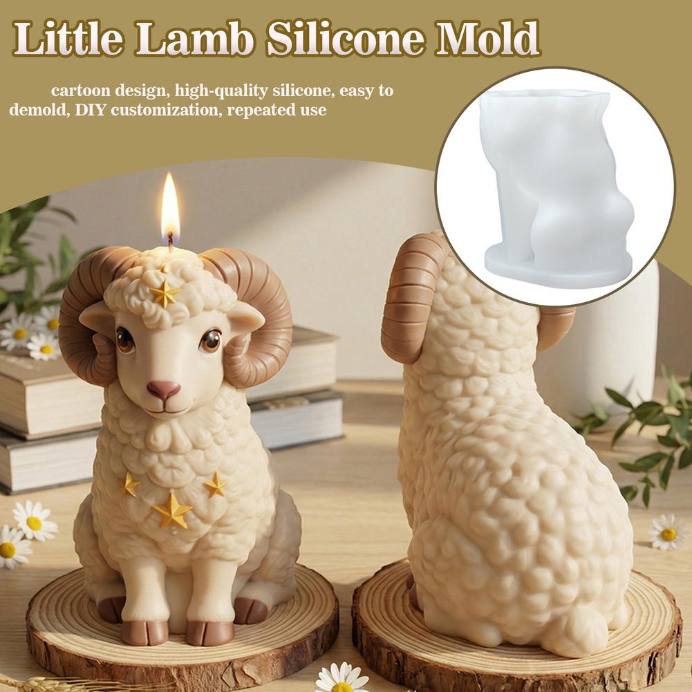 New Year Lamb Silicone Mold for Resin Art Candles Soaps DIY Craft Christmas Gift Decor with Star Horns Design High Flexibility