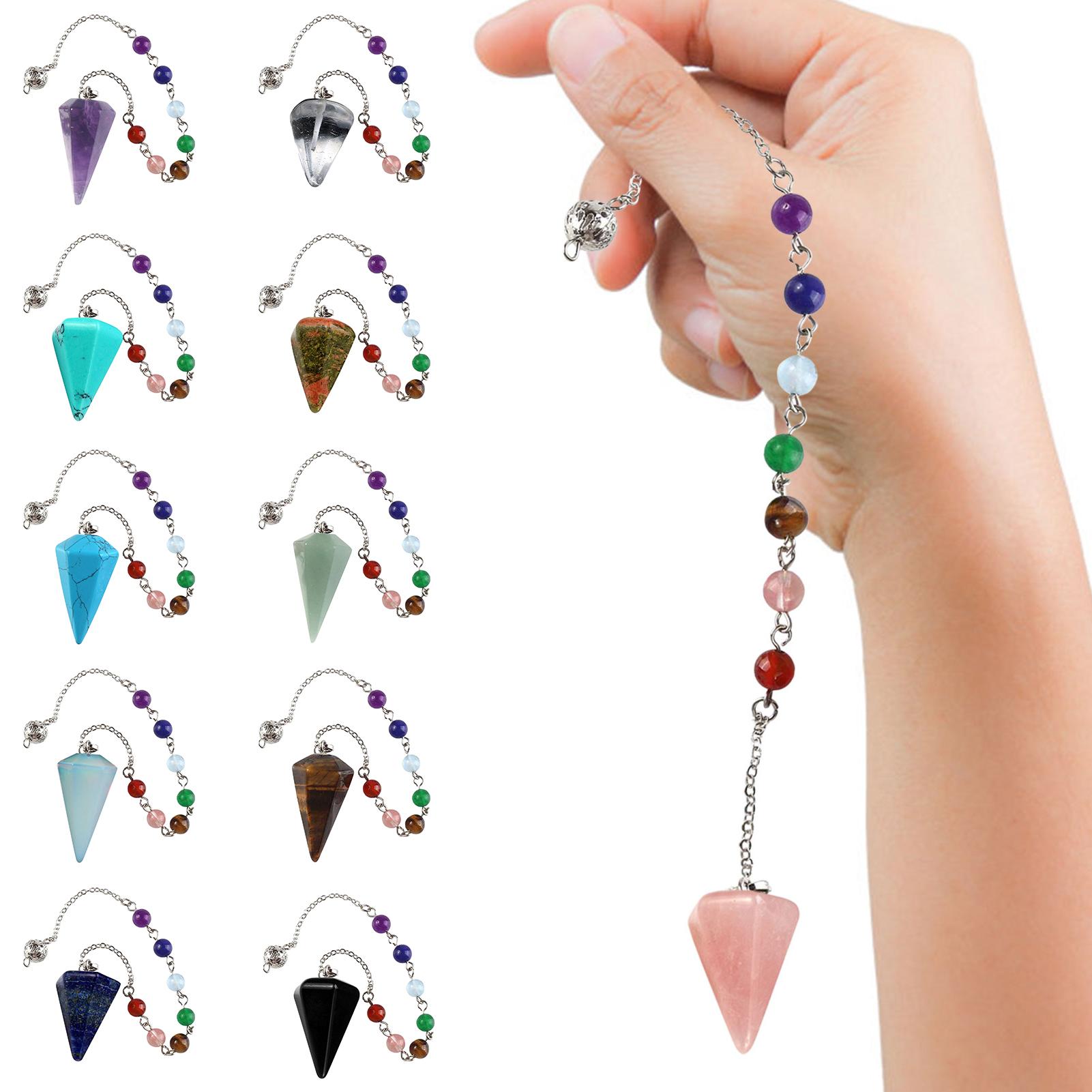

Подвеска Crystal Pendulums Chakra | Шестиугольный заостренный подвесной маятник Рейки Чакра | Биолокация Кварц