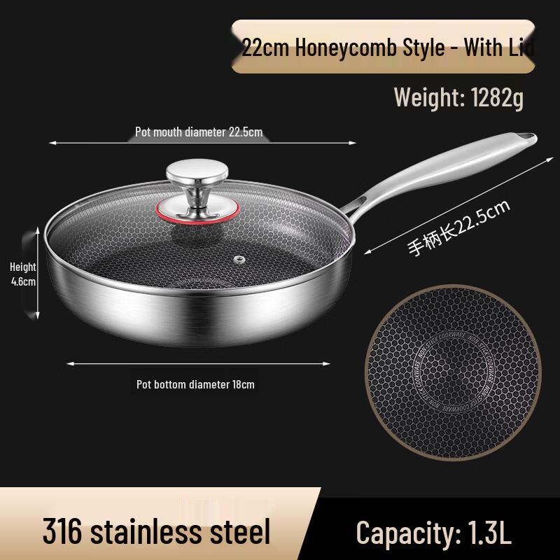 

Honeycomb 316 Stainless Steel Non-stick Frying Pan