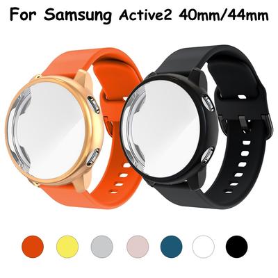 Armband + Hülle für Samsung Galaxy Watch Active 2 44 mm 40 mm Active Full Cover Silikon Smart Watchband Armband TPU Bumper